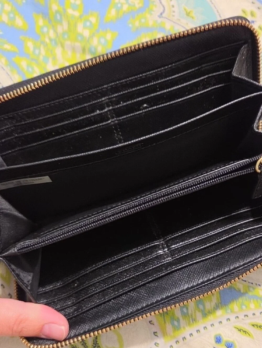 Coach Purple Satiny Textured Print Animal Print Snake Pattern Zip-Around Wallet